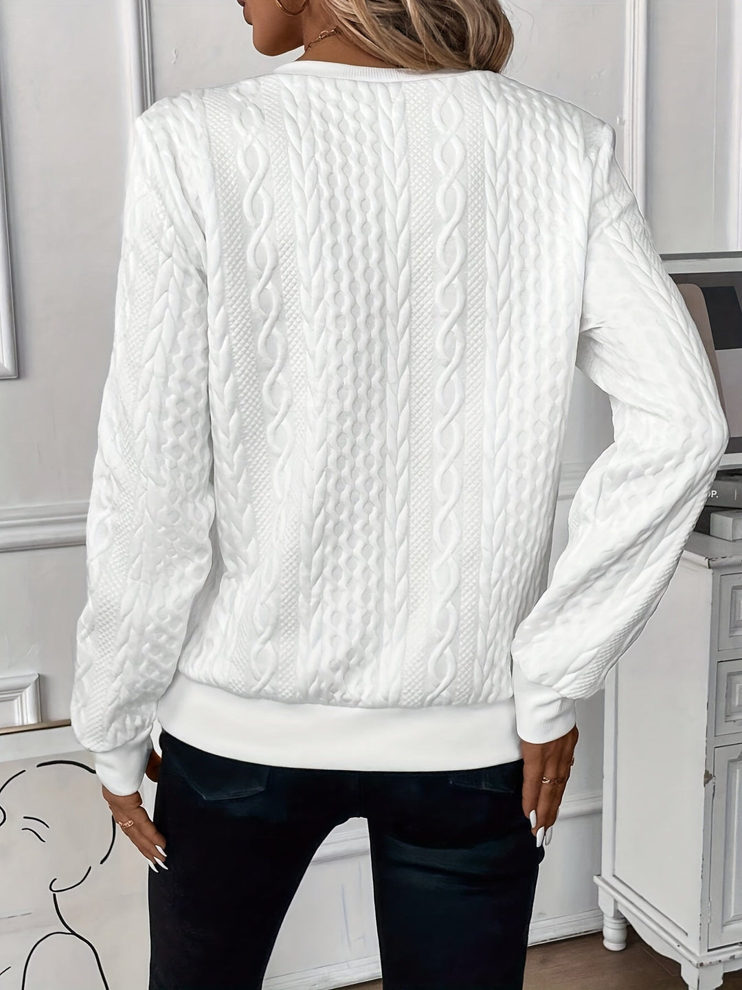 Damen Pullover mit Zopfrelief und kurzem Reissverschluss