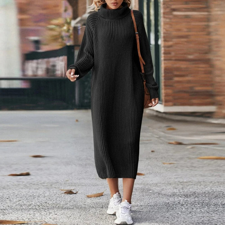 Damen Pulloverkleid mit Rollkragen und Raglanärmeln
