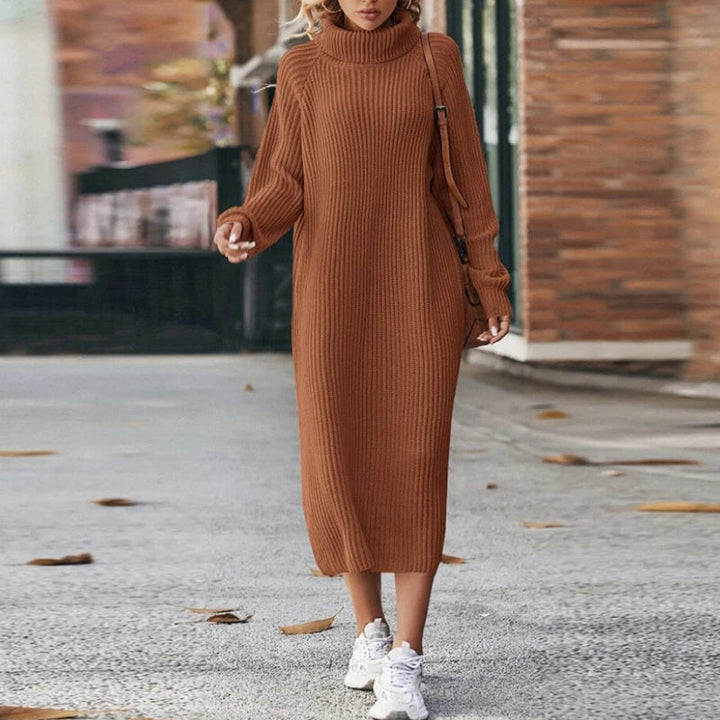 Damen Pulloverkleid mit Rollkragen und Raglanärmeln