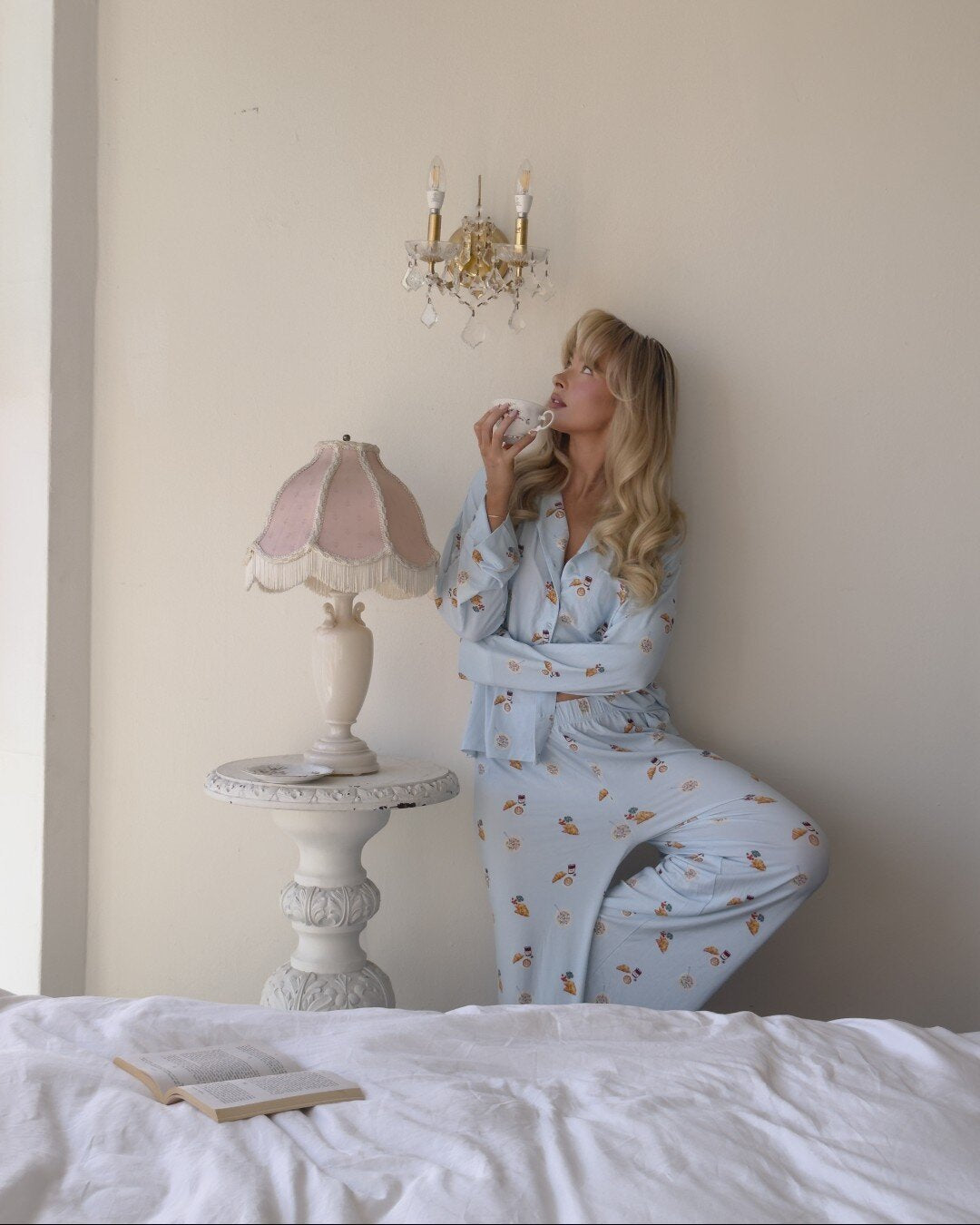 Damen Pyjama mit verspieltem Frühstücksmuster