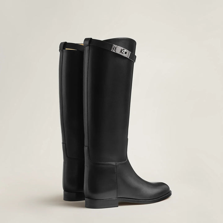 Damen Reitstiefel mit hohem Schaft und Zierband