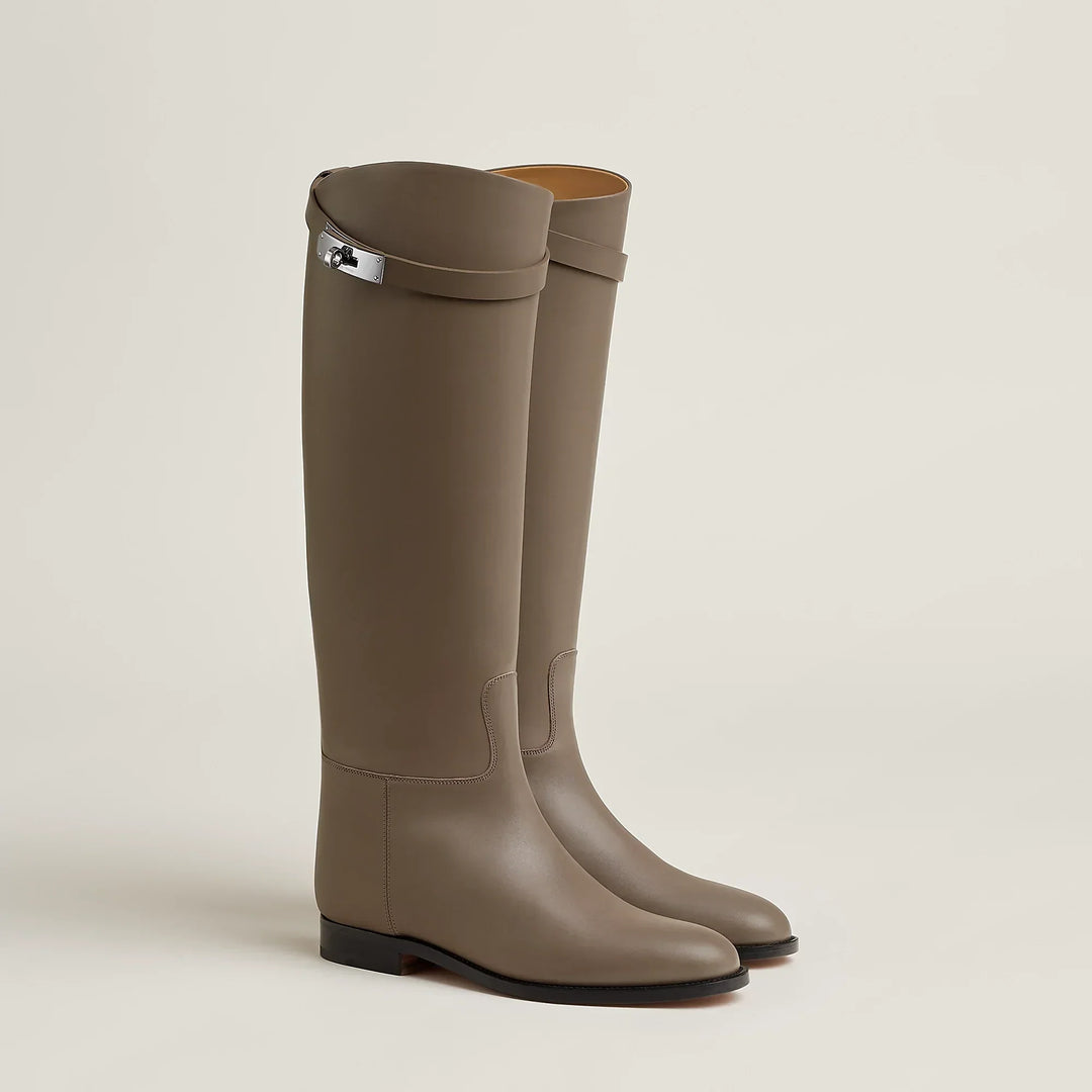 Damen Reitstiefel mit hohem Schaft und Zierband