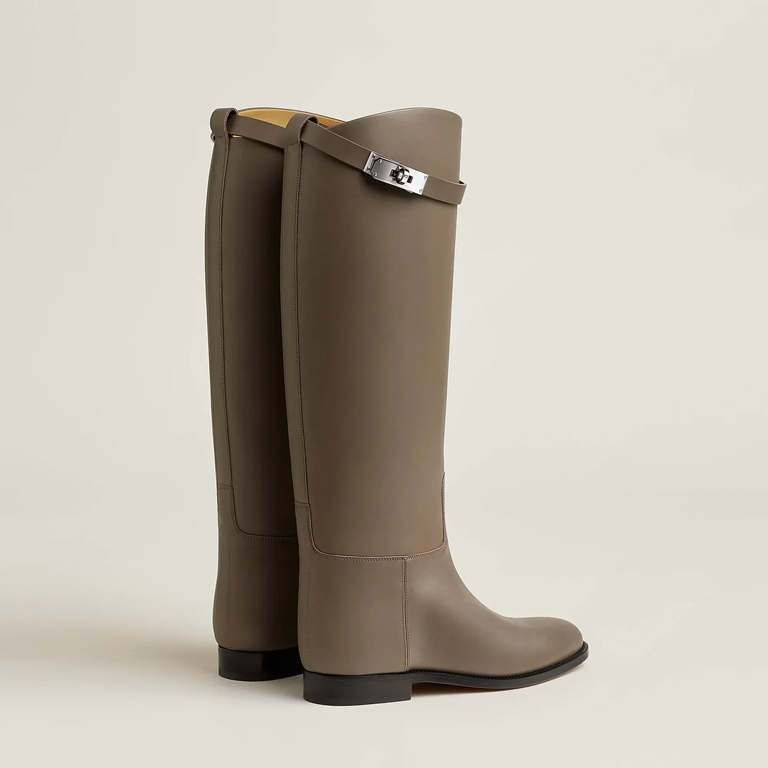 Damen Reitstiefel mit hohem Schaft und Zierband