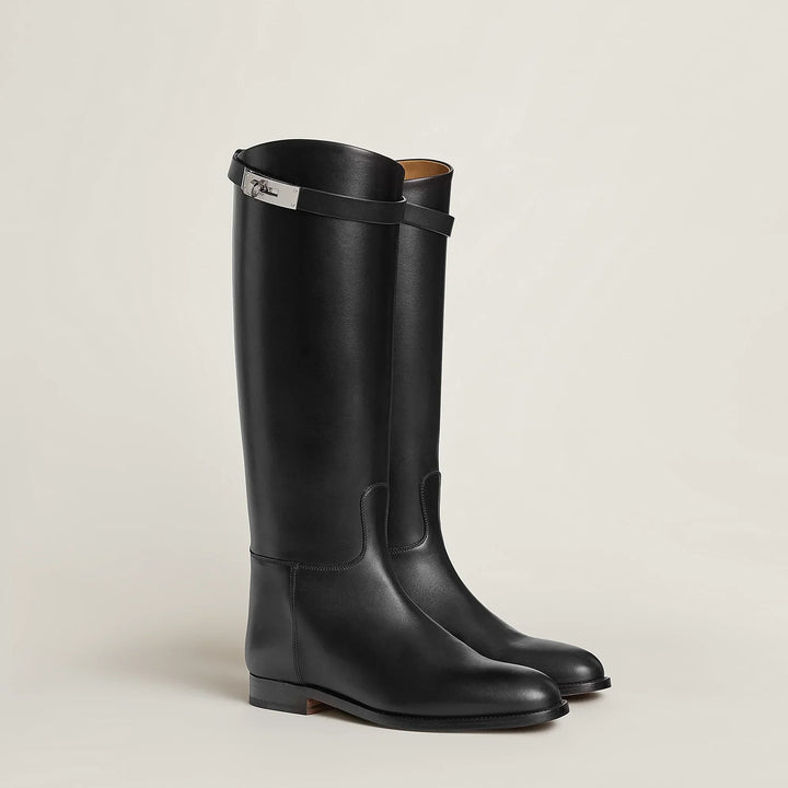 Damen Reitstiefel mit hohem Schaft und Zierband
