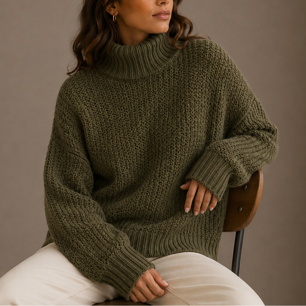 Women’s Chunky Turtleneck Sweater – Oversized Knit Jumper