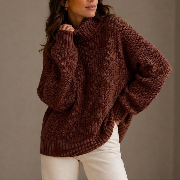 Women’s Chunky Turtleneck Sweater – Oversized Knit Jumper
