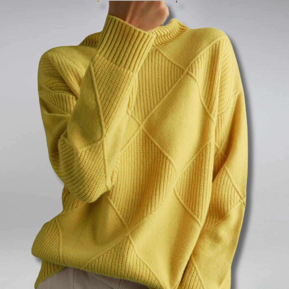 Damen Rollkragenpullover mit geometrischem Strickbild