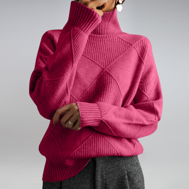 Damen Rollkragenpullover mit geometrischem Strickbild