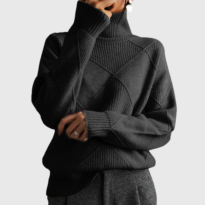Damen Rollkragenpullover mit Rollkragen und geometrisches Muster - Violett