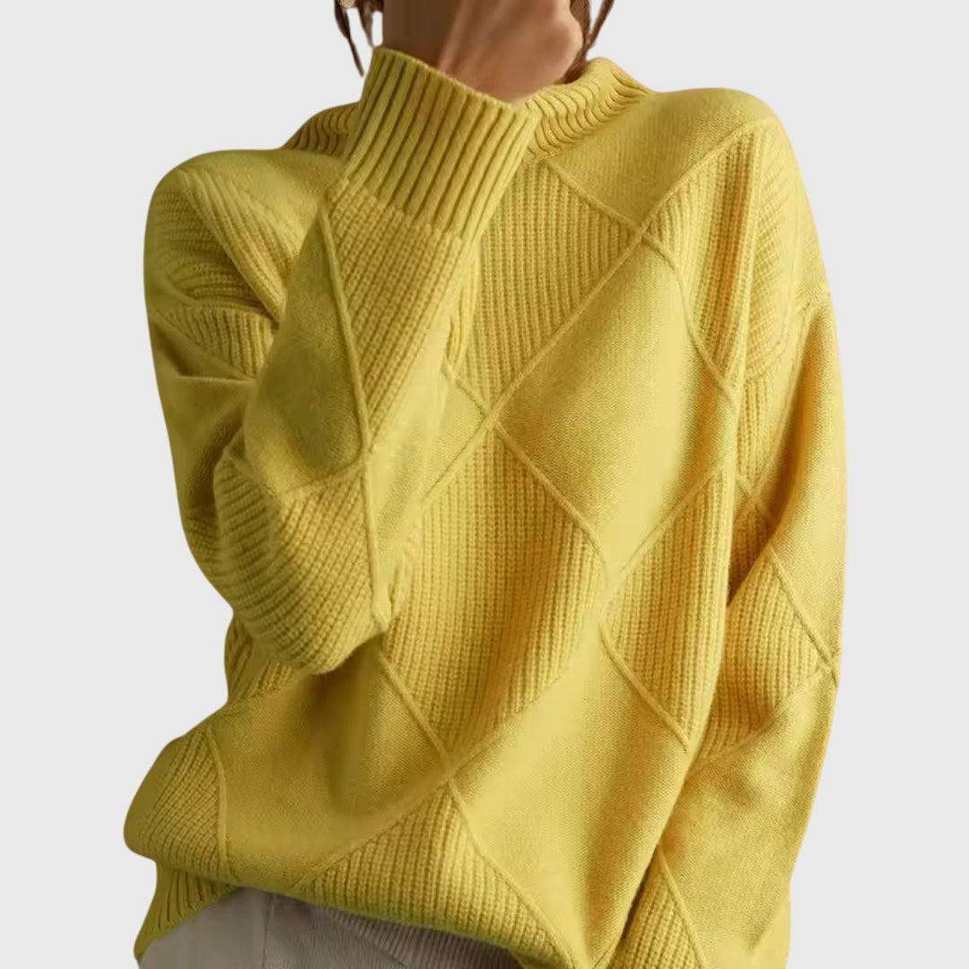 Damen Rollkragenpullover mit Rollkragen und geometrisches Muster - Violett