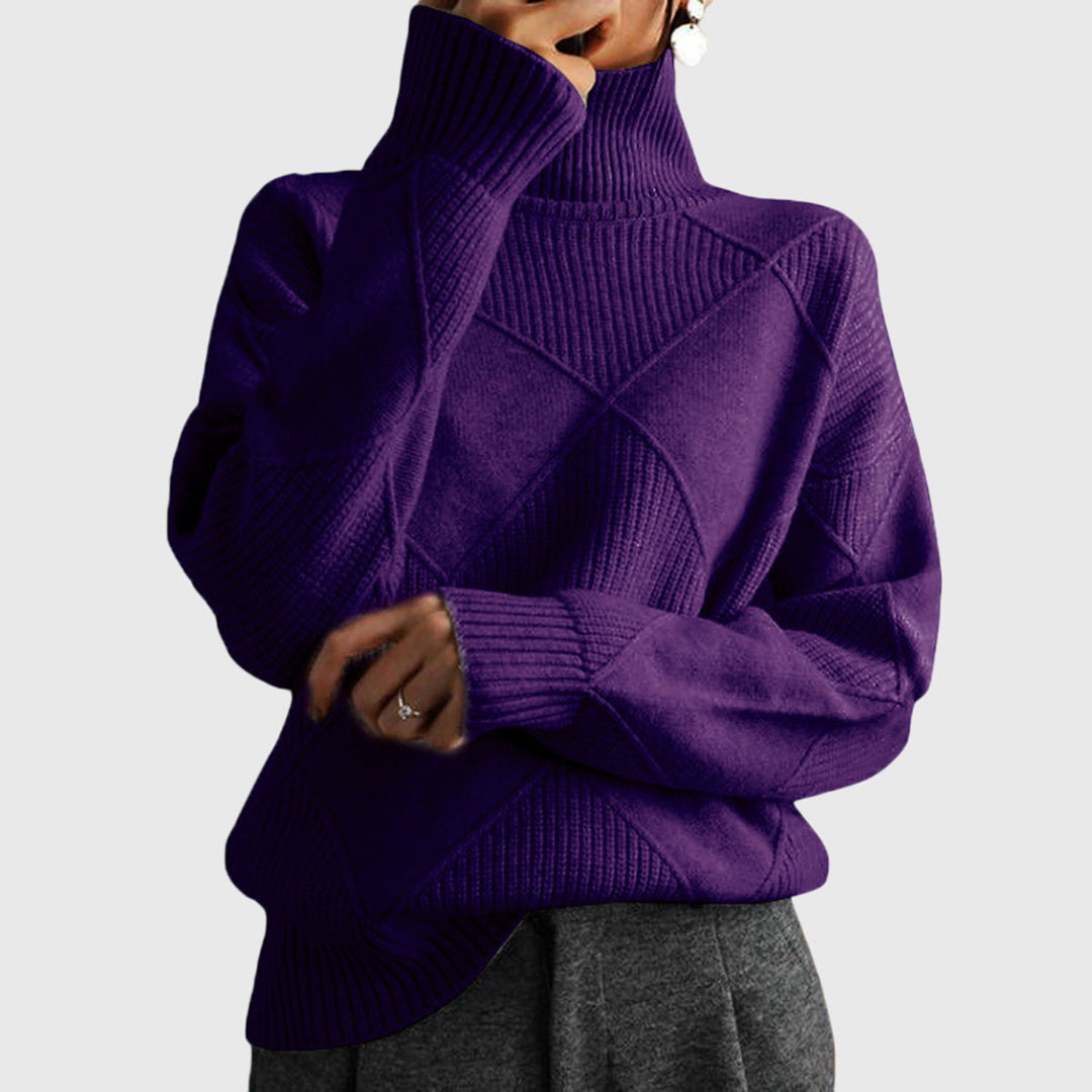 Damen Rollkragenpullover mit Rollkragen und geometrisches Muster - Gelb