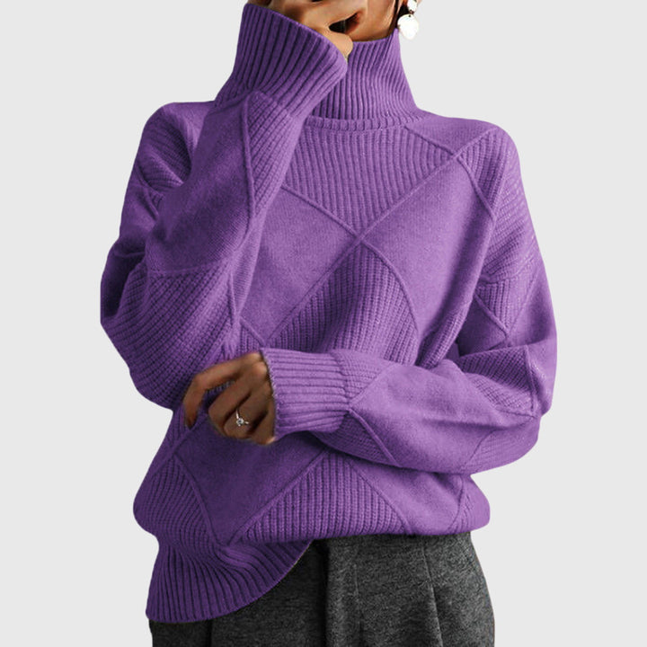 Damen Rollkragenpullover mit Rollkragen und geometrisches Muster - Rosa