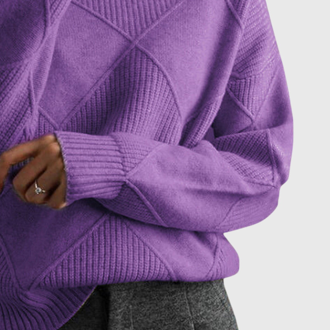 Damen Rollkragenpullover mit Rollkragen und geometrisches Muster - Rosa