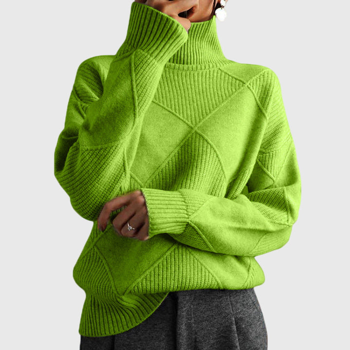 Damen Rollkragenpullover mit Rollkragen und geometrisches Muster - Violett