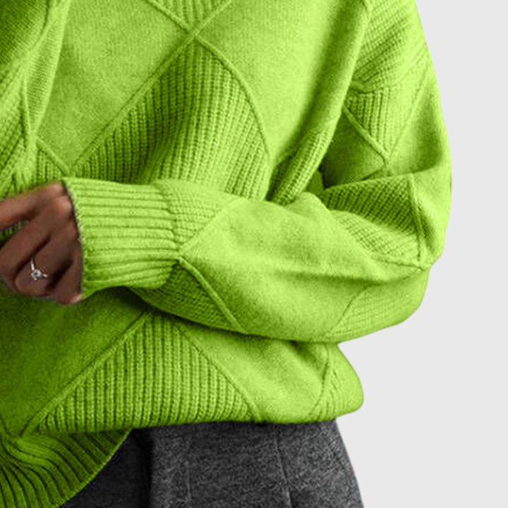Damen Rollkragenpullover mit Rollkragen und geometrisches Muster - Violett