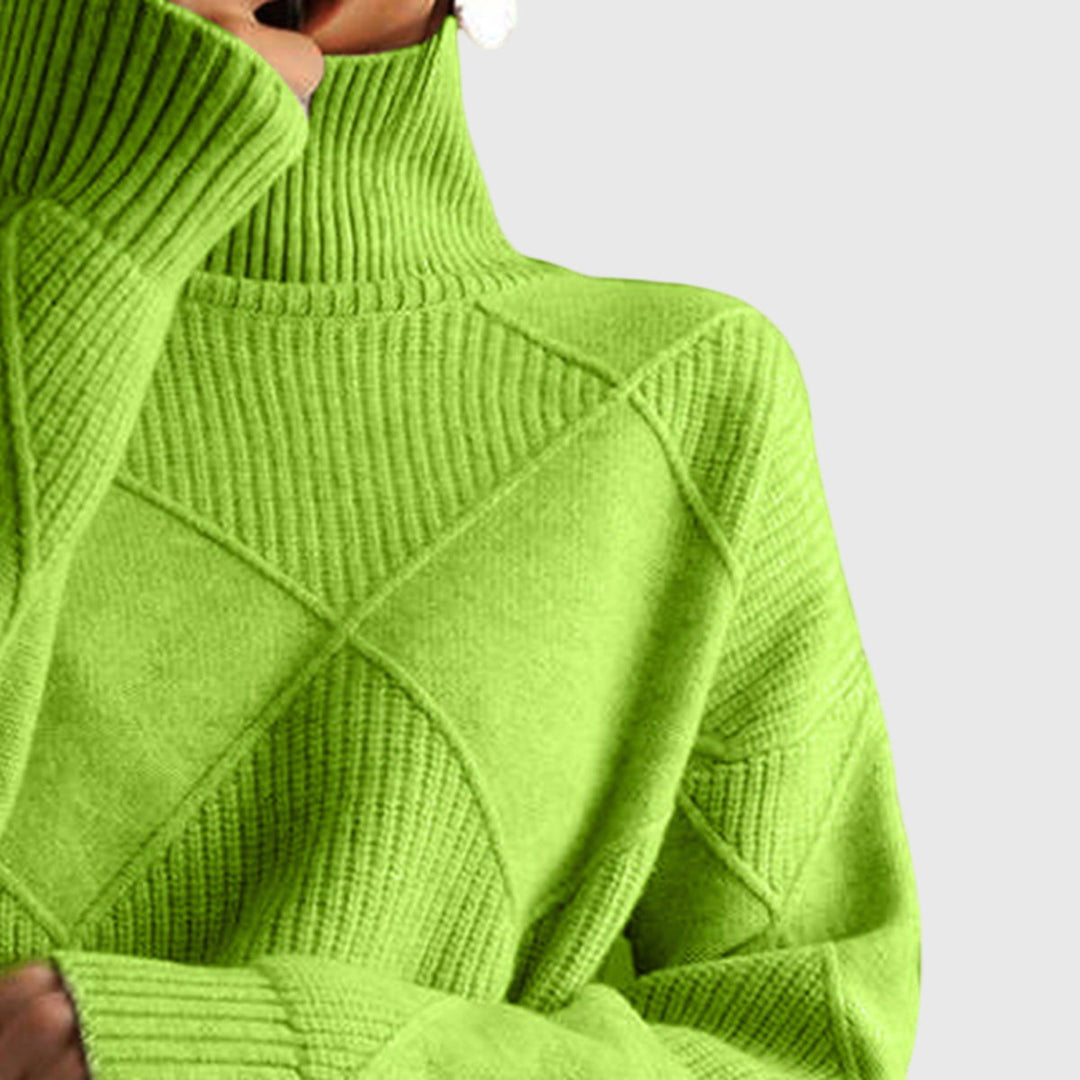 Damen Rollkragenpullover mit Rollkragen und geometrisches Muster - Violett