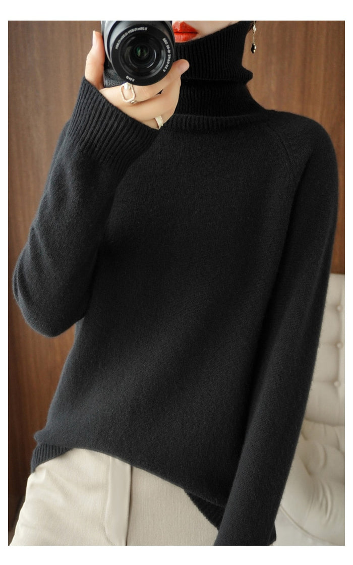 Damen Rollkragenpullover mit Seitenschlitz