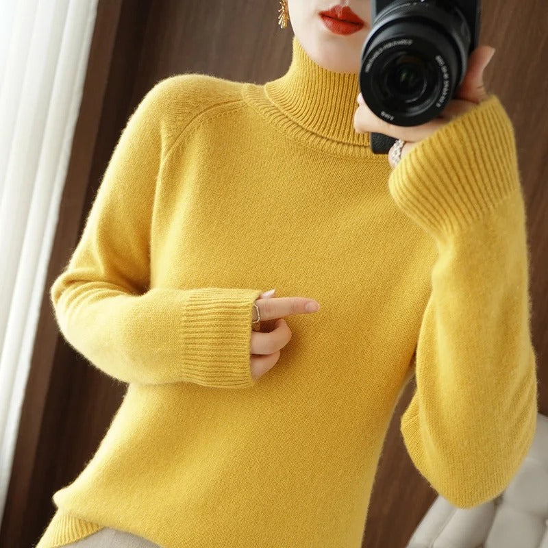 Damen Rollkragenpullover mit Seitenschlitz