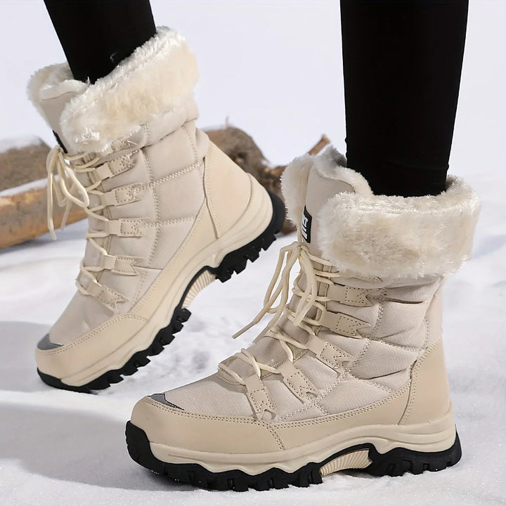 Damen Schneestiefel mit Schnürung und Plüschumschlag