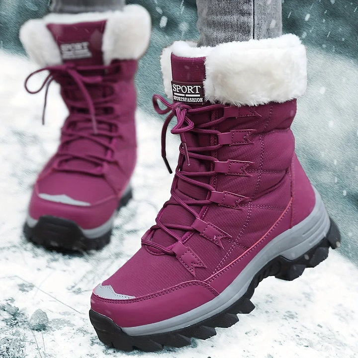 Damen Schneestiefel mit Schnürung und Plüschumschlag