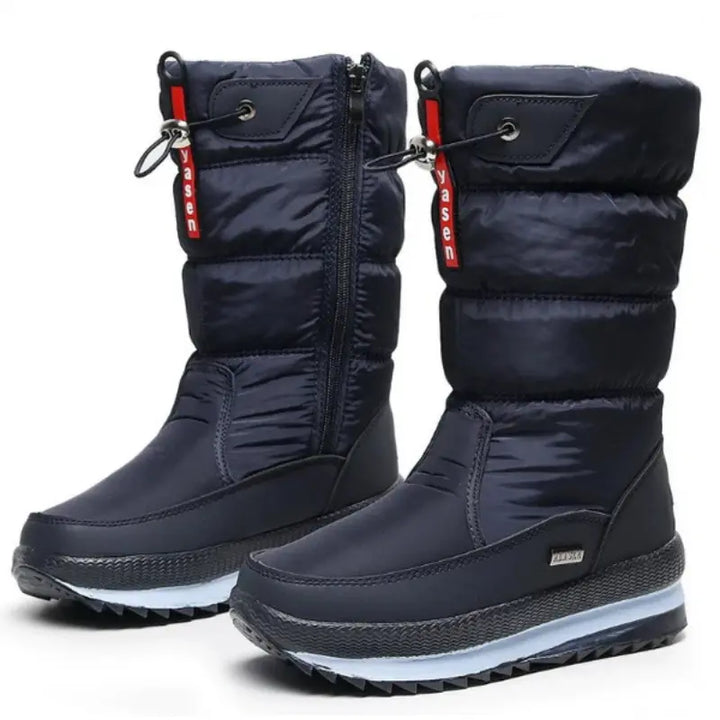 Damen Schneestiefel mit Steppschaft und Kordelzug