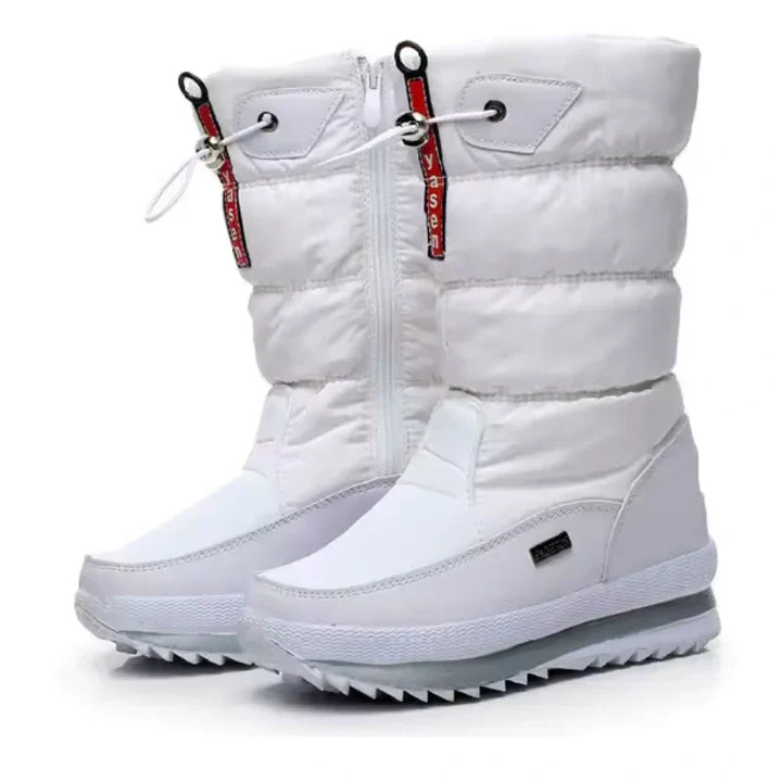 Damen Schneestiefel mit Steppschaft und Kordelzug