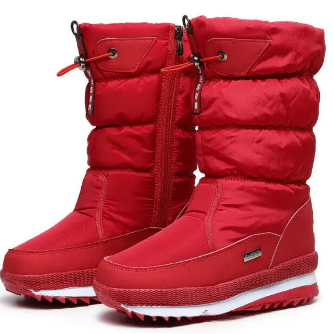 Damen Schneestiefel mit Steppschaft und Kordelzug