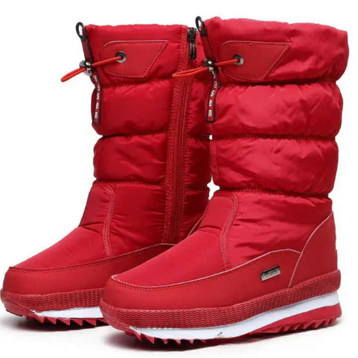 Damen Schneestiefel mit Steppschaft und Kordelzug