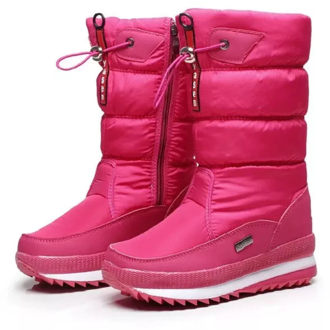 Damen Schneestiefel mit Steppschaft und Kordelzug