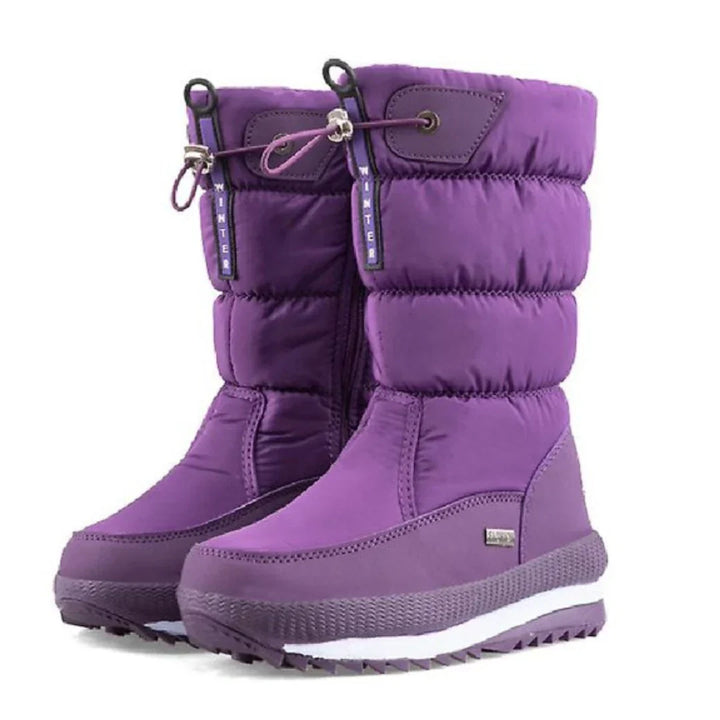 Damen Schneestiefel mit Steppschaft und Kordelzug
