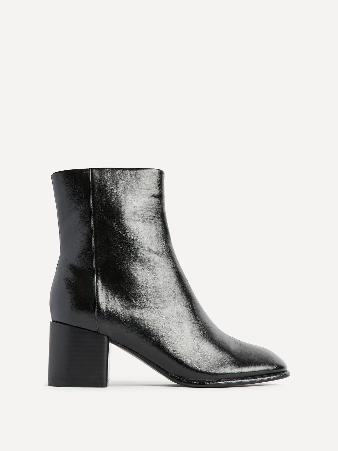 Damen schwarze Stiefeletten mit 6 cm Blockabsatz
