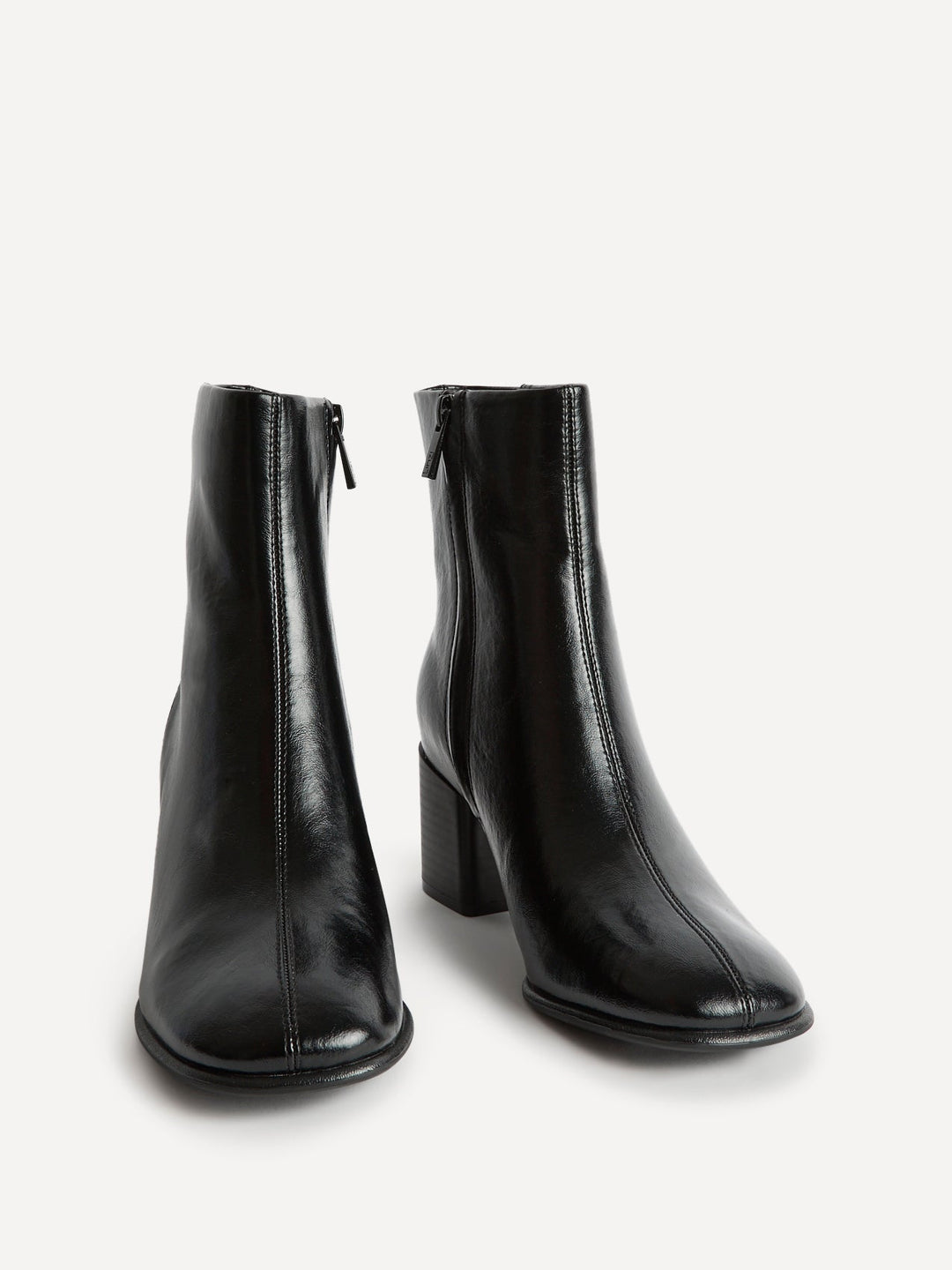 Damen schwarze Stiefeletten mit 6 cm Blockabsatz