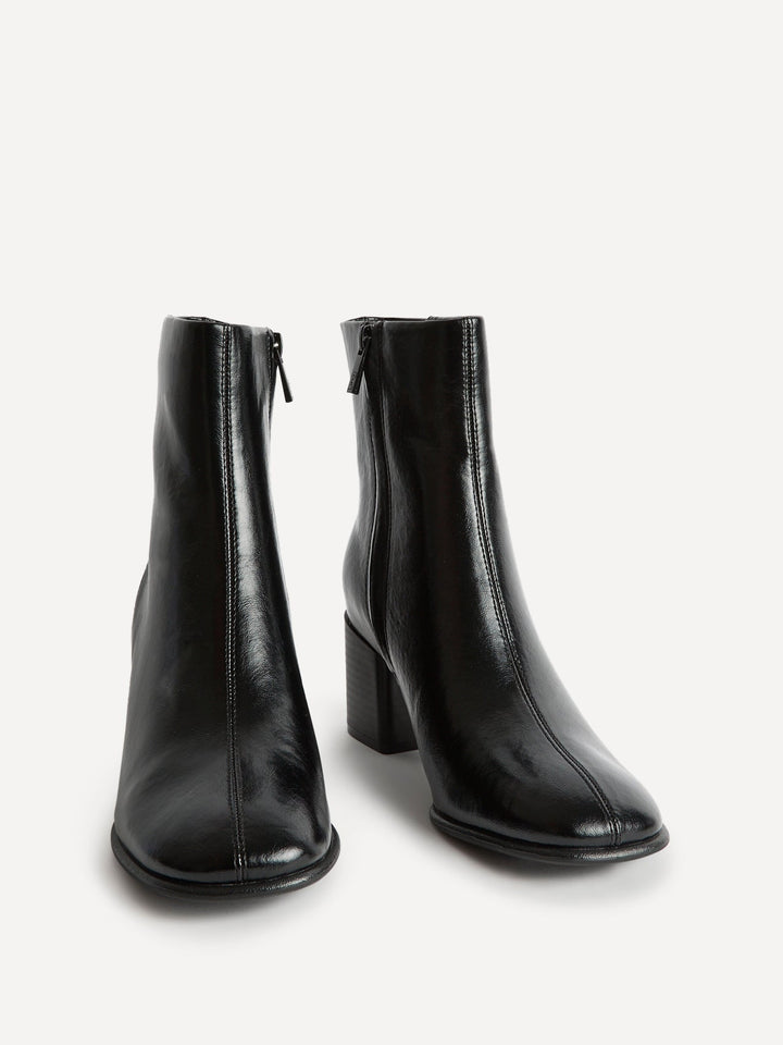 Damen schwarze Stiefeletten mit 6 cm Blockabsatz