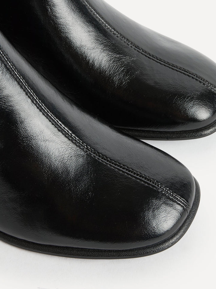 Damen schwarze Stiefeletten mit 6 cm Blockabsatz