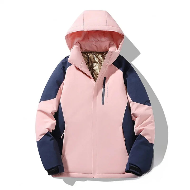 Damen Skijacke mit langen Ärmeln und Colorblock - Lila