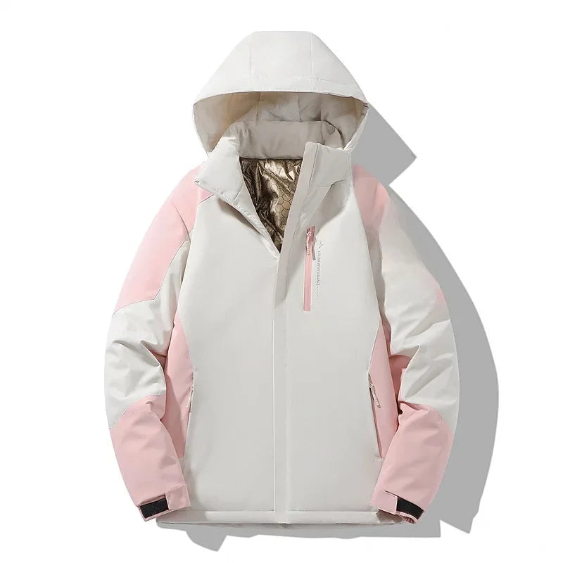 Damen Skijacke mit langen Ärmeln und Colorblock - Lila