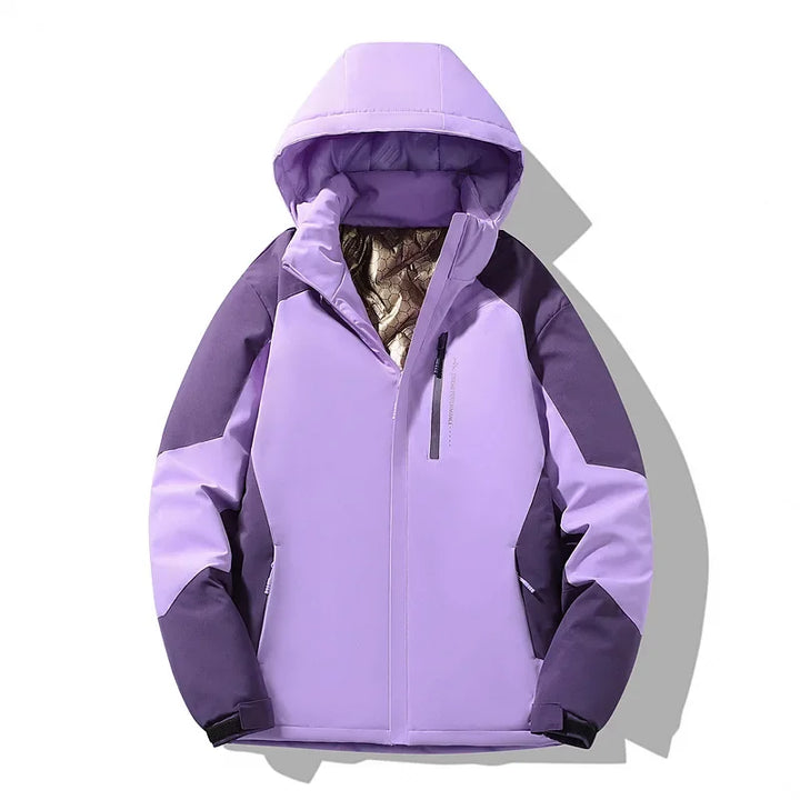 Damen Skijacke mit langen Ärmeln und Colorblock - Lila