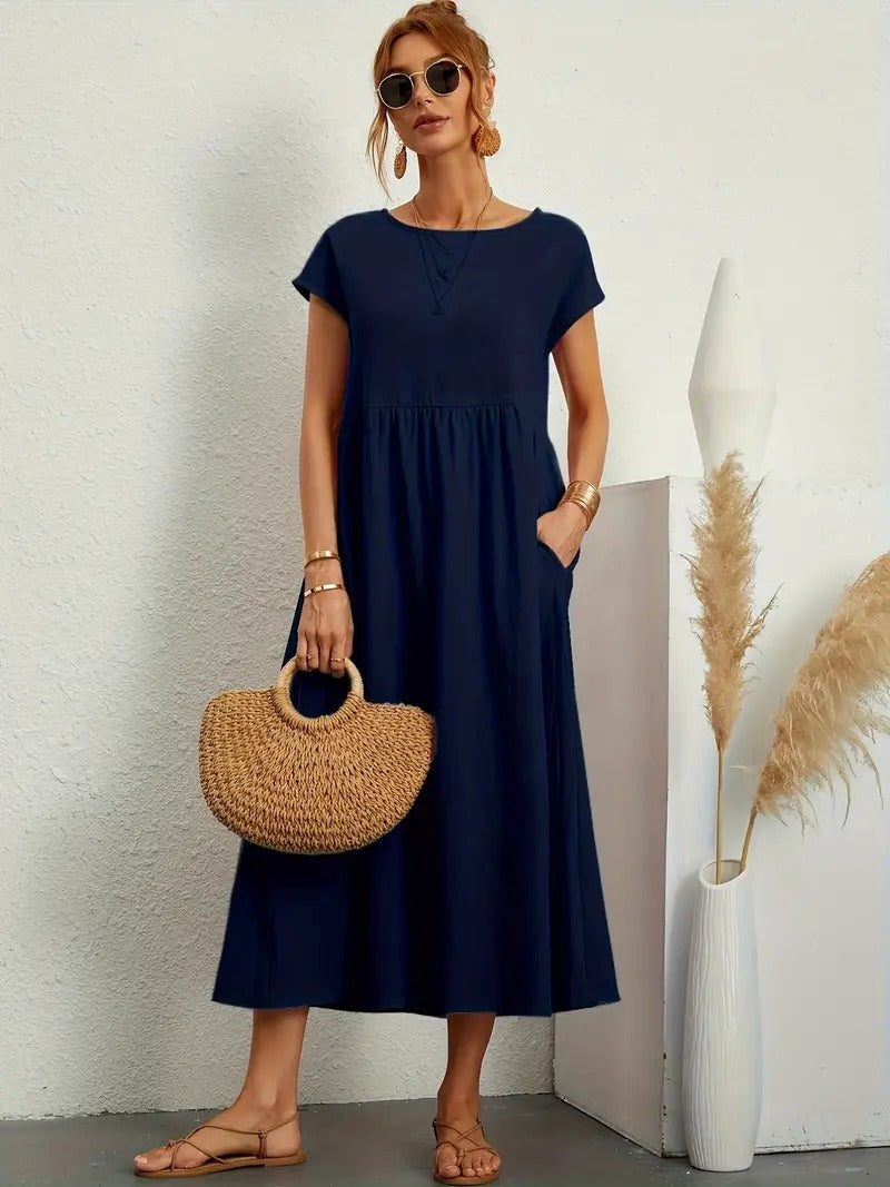 Cléophée - Robe Élégante Avec Poches Pratiques Et Coupe Fluide