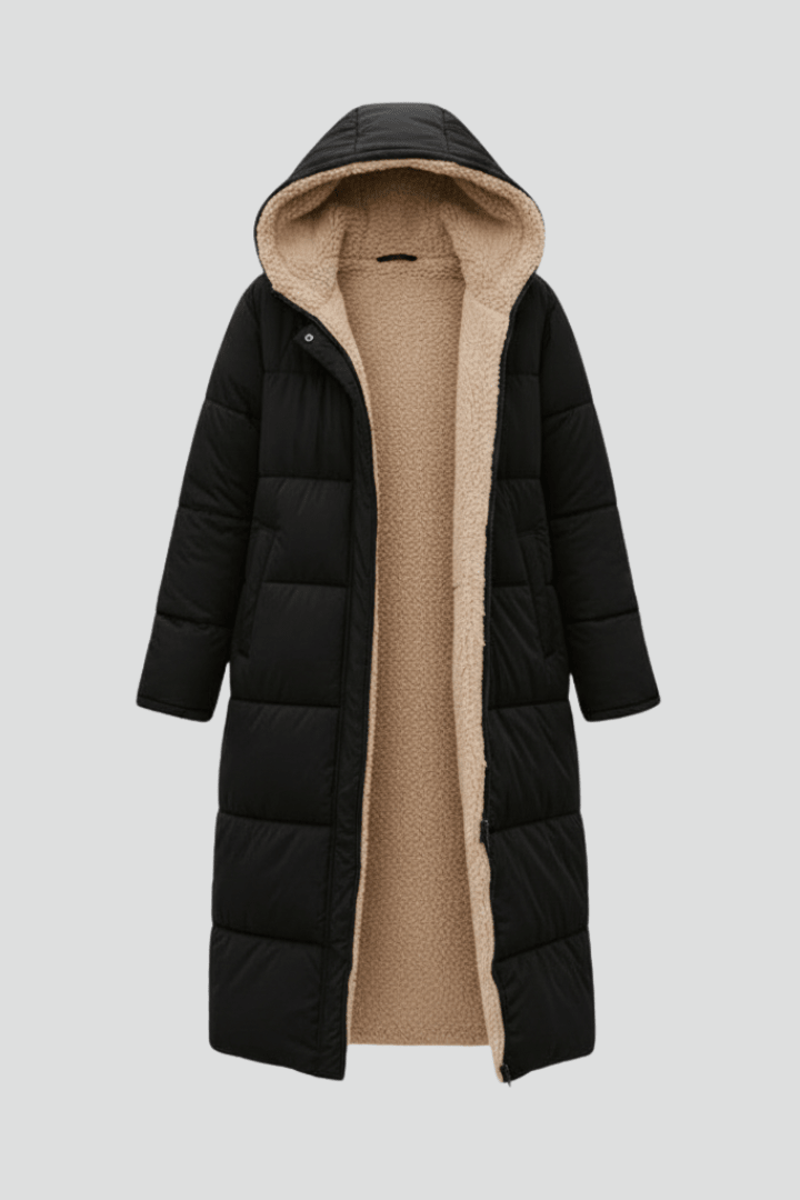 Damen Steppmantel mit Kapuze und flauschigem Futter