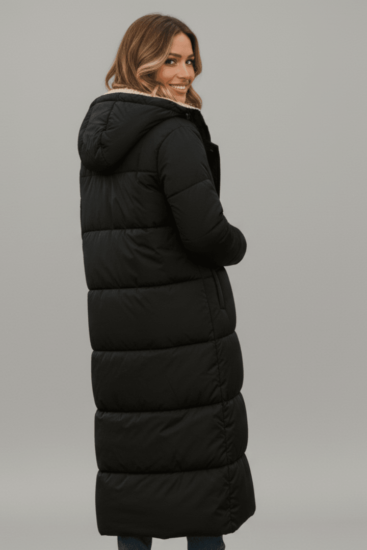 Damen Steppmantel mit Kapuze und flauschigem Futter