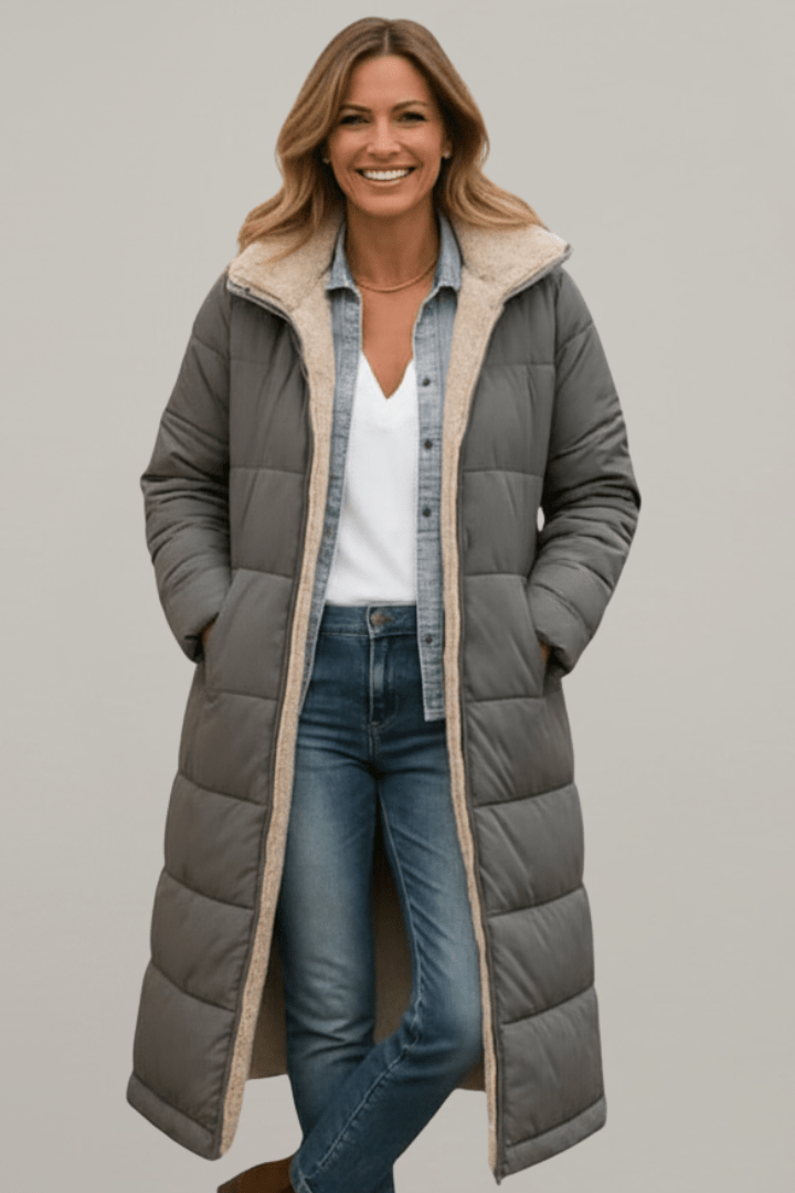 Damen Steppmantel mit Kapuze und flauschigem Futter
