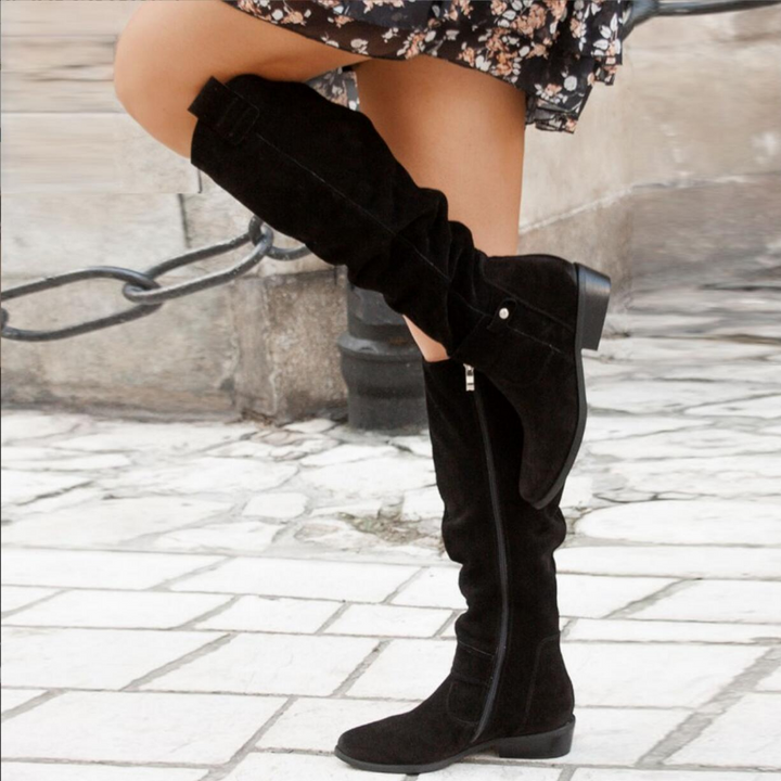 Damen Stiefel mit kniehoher Form und rutschfester Sohle - Dunkelgrün