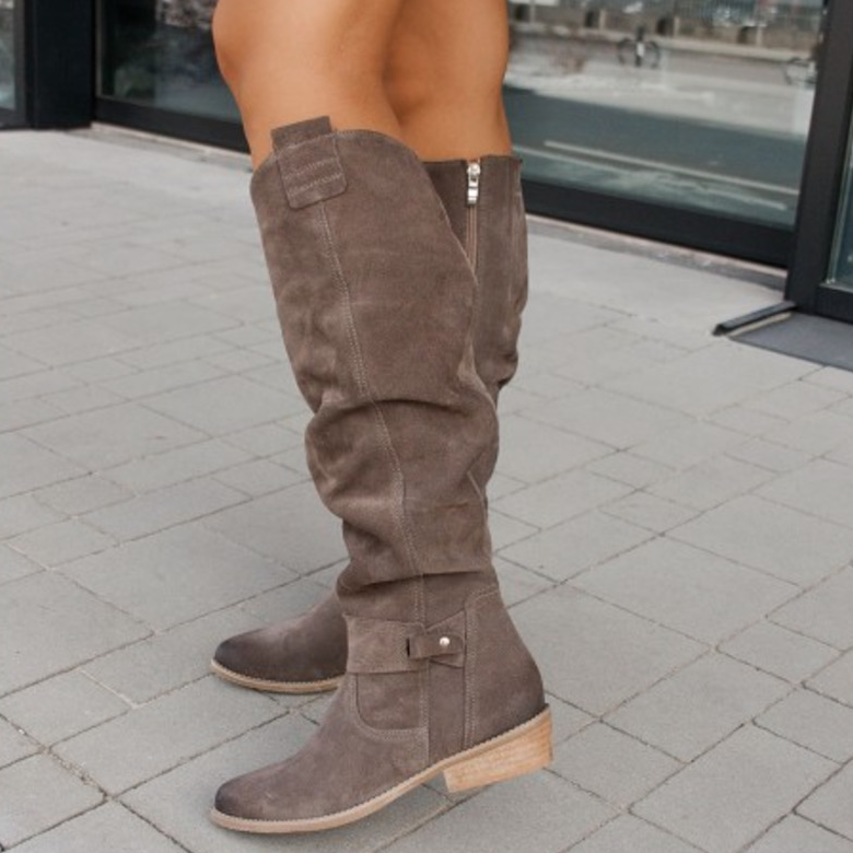 Damen Stiefel mit kniehoher Form und rutschfester Sohle - Dunkelgrün