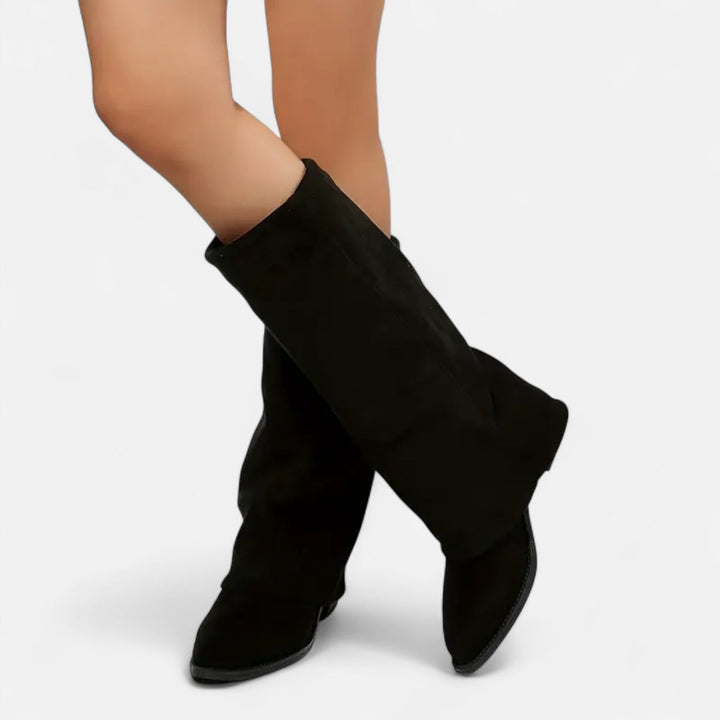 Damen Stiefel mit langem Umschlagschaft