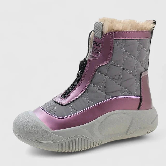 Damen Stiefel mit Winter-Design für Alltag und Freizeit - Lila