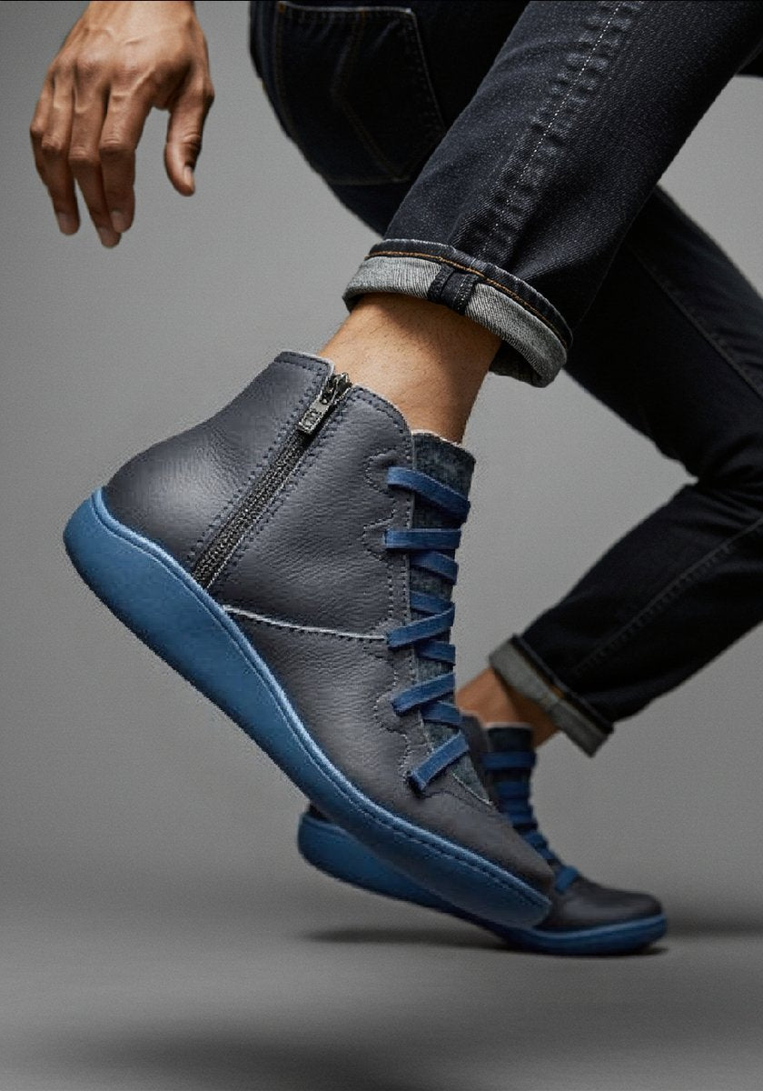 Stiefeletten Damen Kunstleder Schnürung Seitlichem Reißverschluss Knöchelhohe Boots