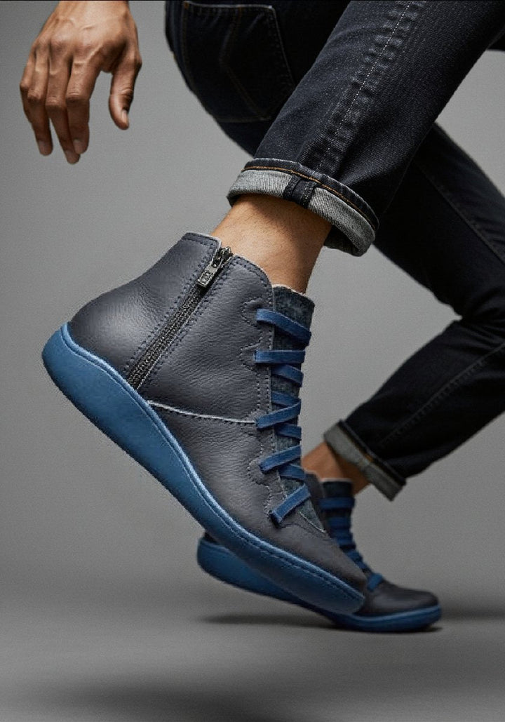 Stiefeletten Damen Kunstleder Schnürung Seitlichem Reißverschluss Knöchelhohe Boots