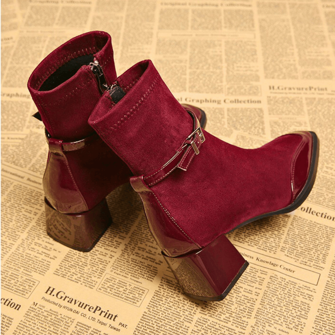 Damen Stiefeletten mit Absatz und glänzenden Details