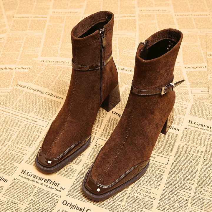 Damen Stiefeletten mit Absatz und glänzenden Details