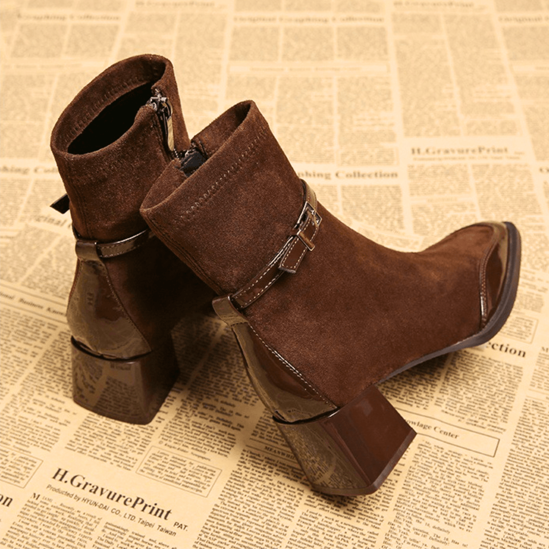 Damen Stiefeletten mit Absatz und glänzenden Details